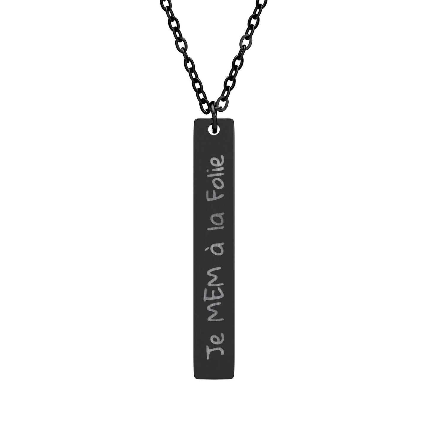 Je MEM à la Folie by Marie-Ève Mongrain Engraved Vertical Bar Necklace -