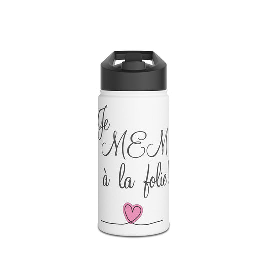Chic Stainless Steel Water Bottle - Je M'EM à la folie, Perfect for Gifts, Outdoors, Hydration, Travel, Eco-friendly