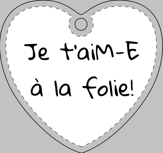 Heart Crystal Ornament — Engraved “Je t'aiM-E à la folie!” by Marie-Ève Mongrain (Romantic French Love Gift)