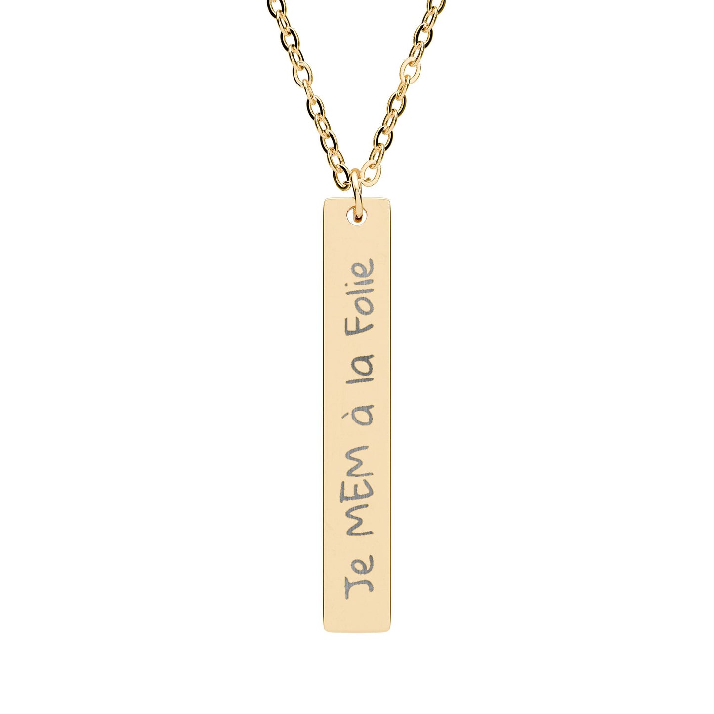Je MEM à la Folie by Marie-Ève Mongrain Engraved Vertical Bar Necklace -